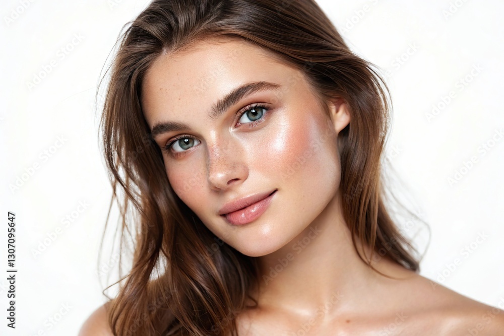 A young woman with glowing skin and natural makeup, showcasing beauty and confidence in a minimalist setting. A young woman with glowing skin and natural makeup, showcasing beauty and confidence in a minimalist setting.