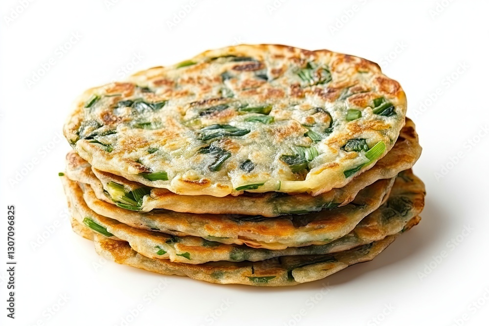 Chinese scallion pancakes isolated on white background Chinese scallion pancakes isolated on white background