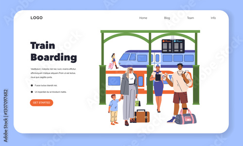 Train Travel. Flat Vector Illustration