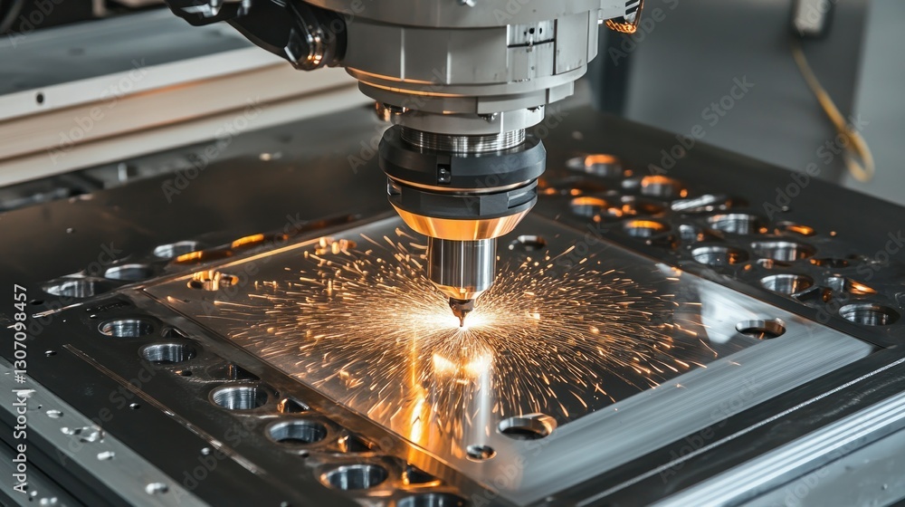 Industrial laser cutting machine in action (2) Industrial laser cutting machine in action (2)