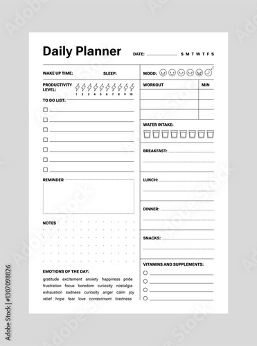 Daily planner page template bullet journal