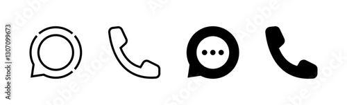 Communication icon. Speech bubble icon. Phone vector icon. Contact black icons