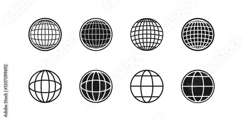 Globes vector icons. Earth globe or world globe. Globe black icon