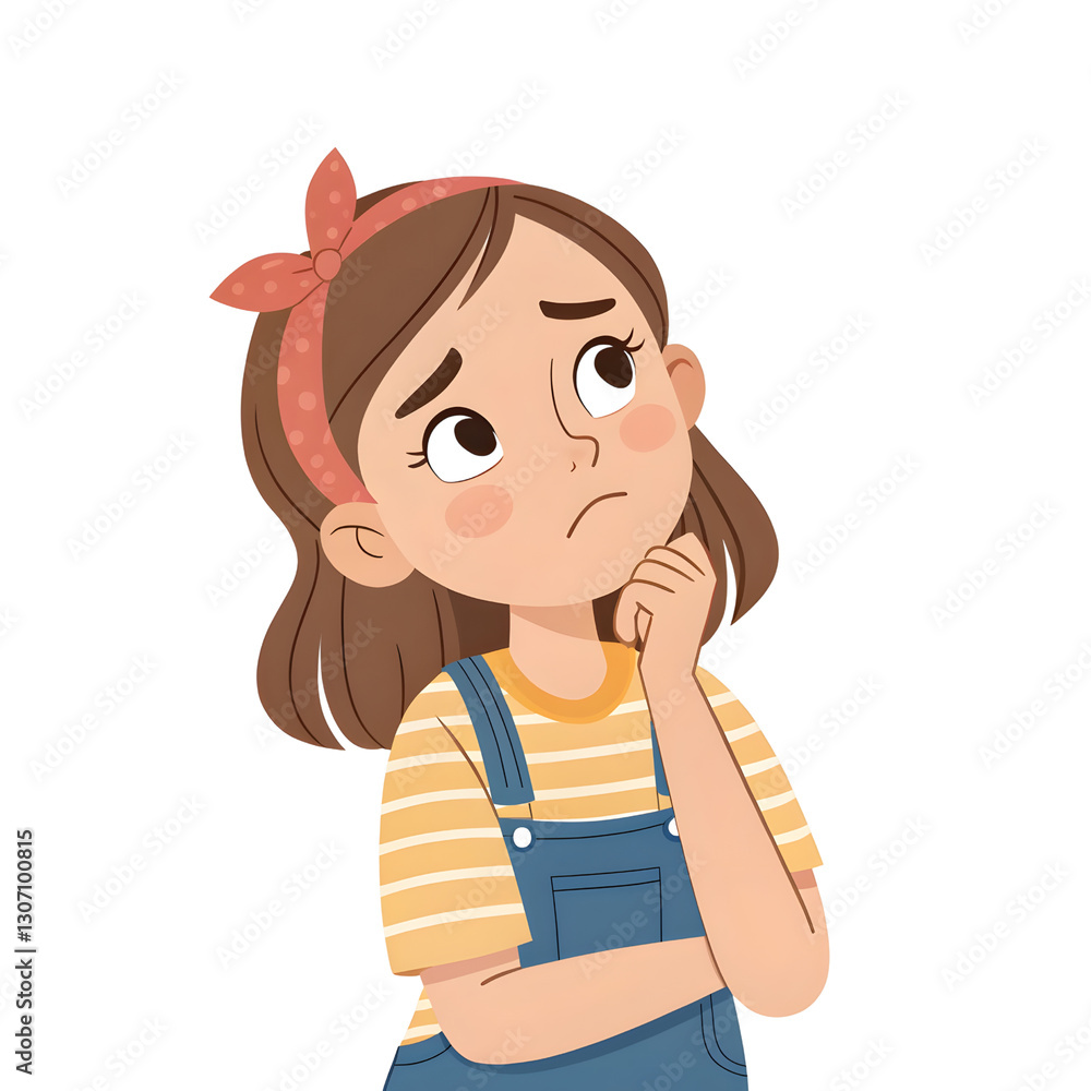 little Sad Young Girl isolated On white Or Transparent Background little Sad Young Girl isolated On white Or Transparent Background