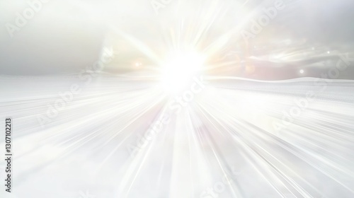 Abstract white background with radiant sun beams and lens flare effects, creating a soft and dreamy atmosphere. High-resolution 8K vector illustration, ideal for banners, posters, presentations, and m