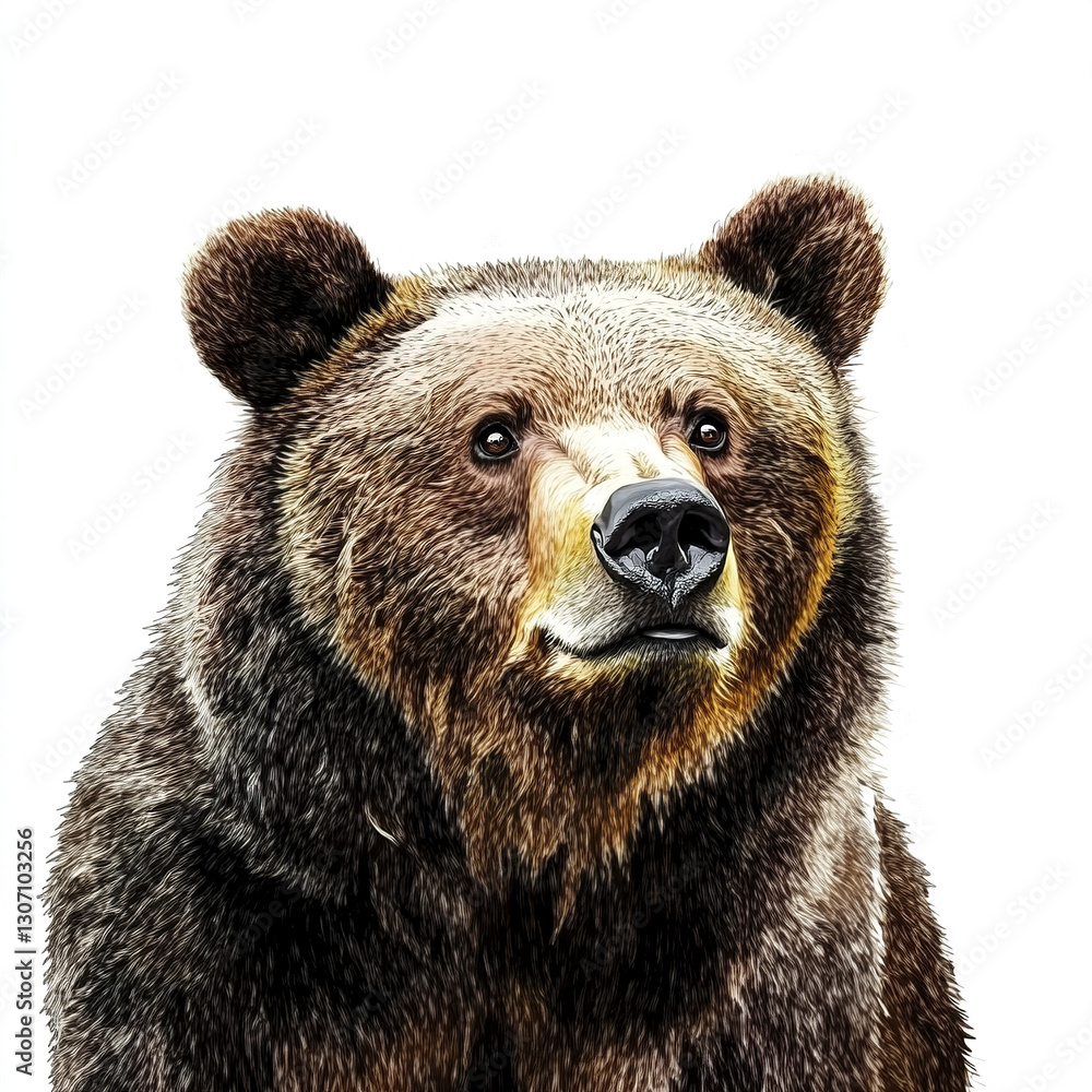 Obraz premium Realistic bear illustration on white background