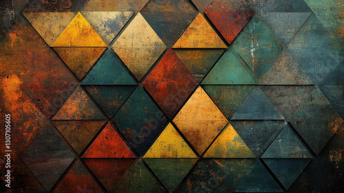 Wallpaper Mural Abstract Geometric Triangle Mosaic Pattern Background with Warm Autumnal Colors Torontodigital.ca