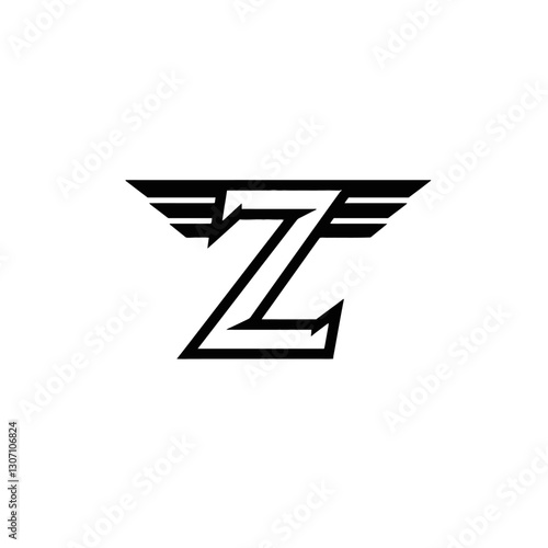 Free Download Winged Z Logo Design With Stylish Lettering and Classic Elements in Black - GFXLoad