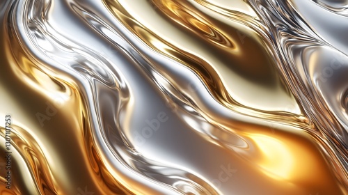 Abstract liquid gold and silver metal background