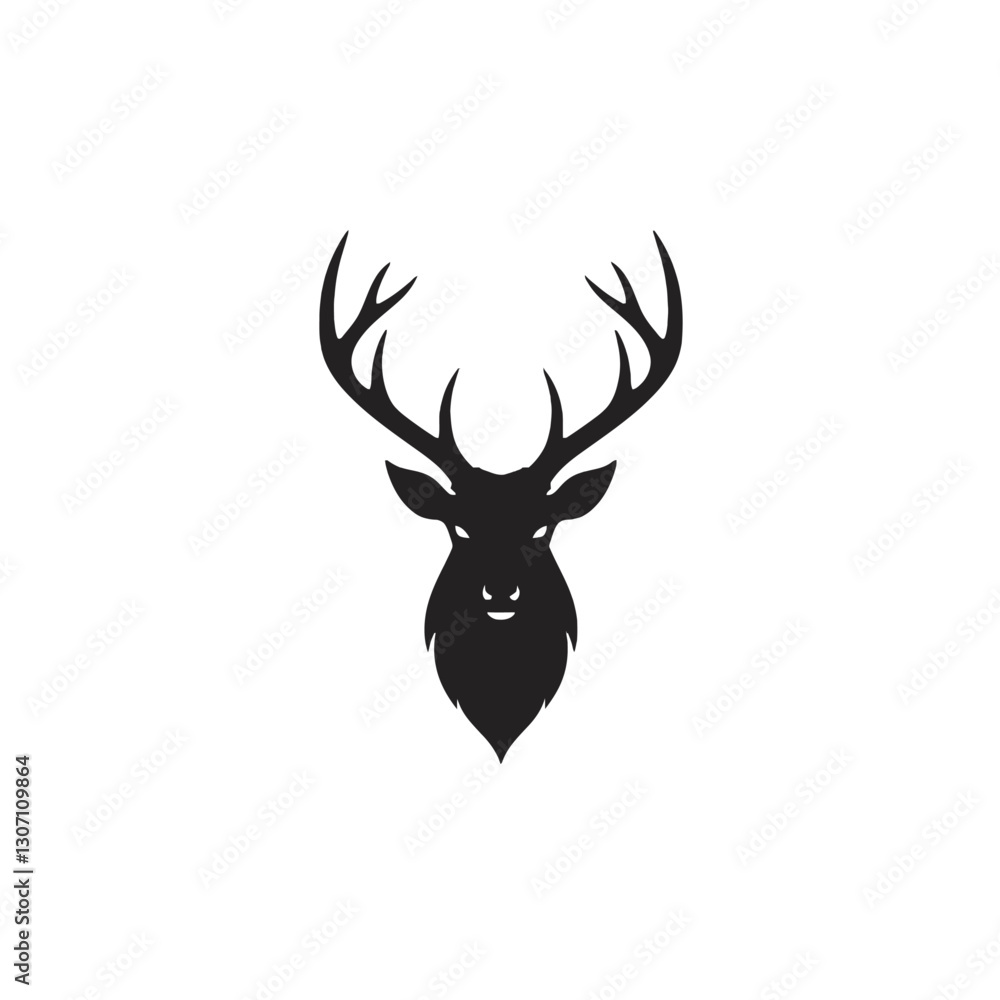 Silhouette of a Deer with Antlers for Natural Artwork or Logo Design Silhouette of a Deer with Antlers for Natural Artwork or Logo Design