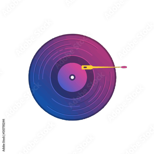 Colorful Vinyl Record Turntable with Gradient Colors and Yellow Tonearm