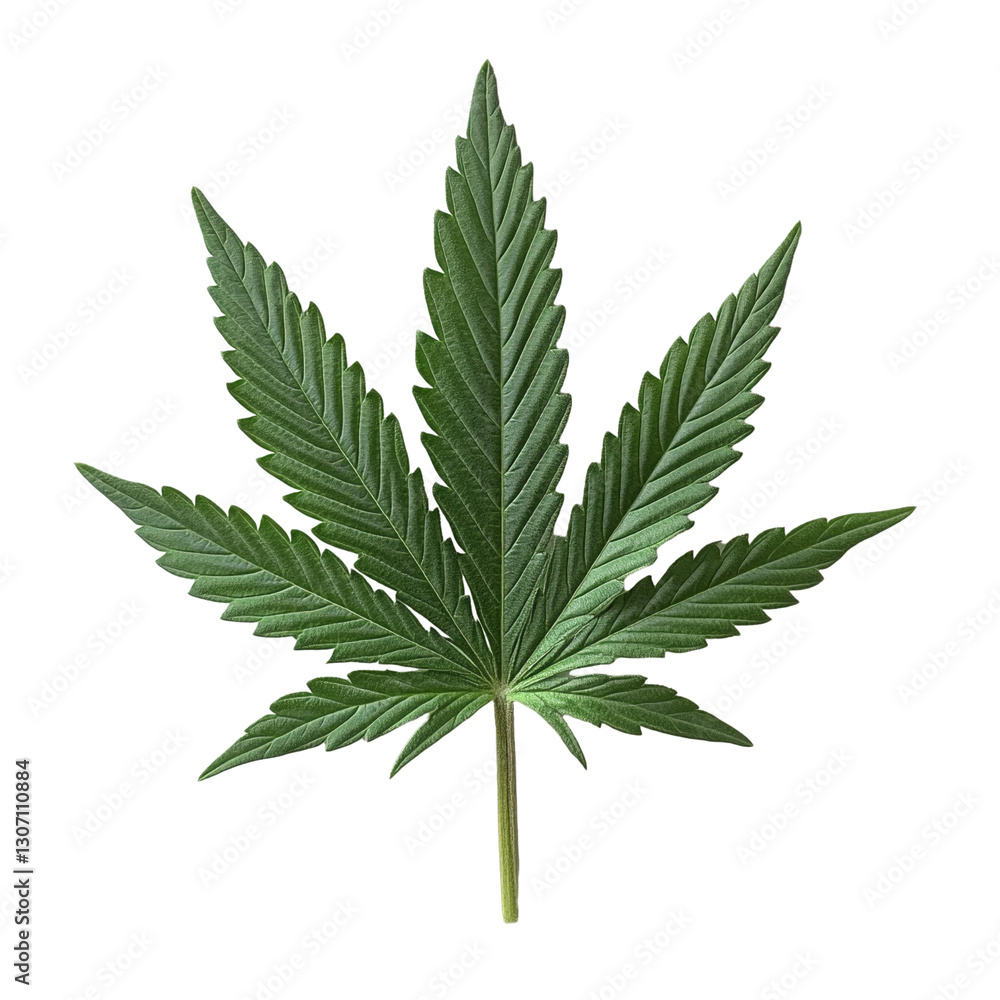A single marijuana leaf isolated on white. A single marijuana leaf isolated on white.