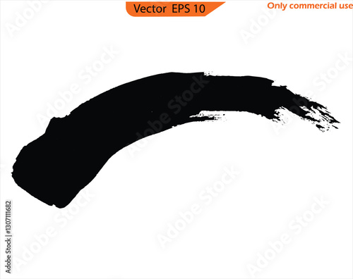 Vector illustration of a brush. Black ink line, grunge brush strokes