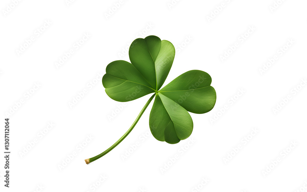 A green four-leaf clover representing luck and fortune, isolated on a empty plain background A green four-leaf clover representing luck and fortune, isolated on a empty plain background