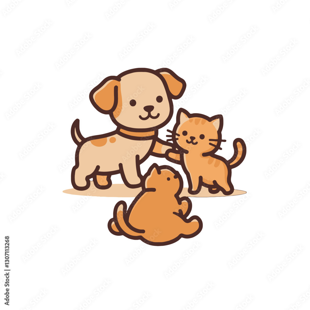 Obraz premium Playful Puppy and Kittens