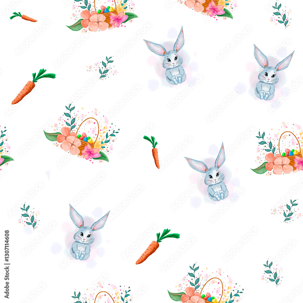Naklejka premium seamless pattern no background easter bunnies