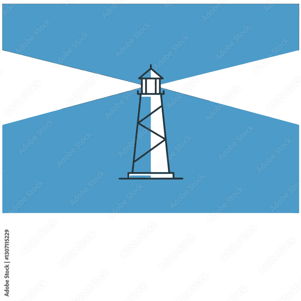 Stylized Lighthouse With Radiating Light on a Blue Background Stylized Lighthouse With Radiating Light on a Blue Background
