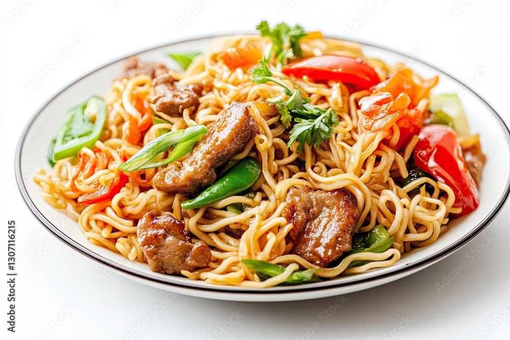 Chow mein noodles isolated on white background Chow mein noodles isolated on white background