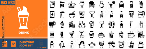 Drink Duotone Editable Icons set
