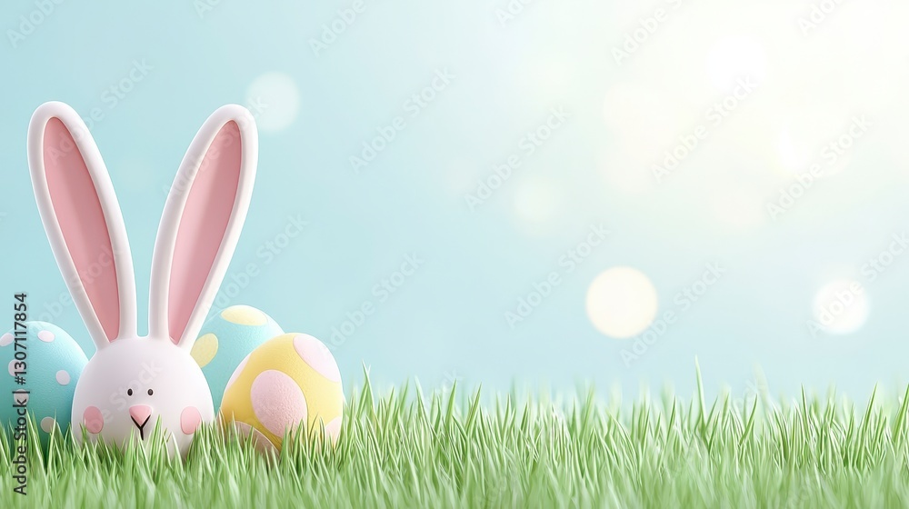 Fototapeta premium Easter's Day Easter Bunny in the Grass