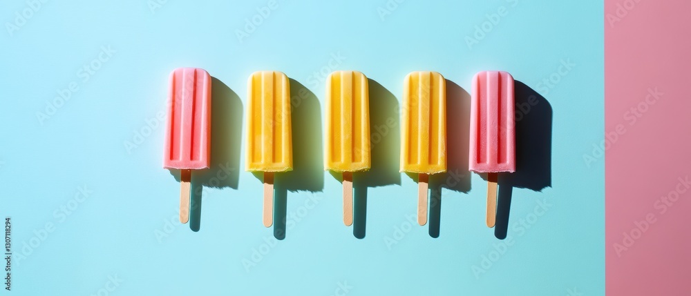 Obraz premium Colorful Summer Frozen Treats on a Bright Background with Pop Art Style, Perfect for Refreshing Snacking and Seasonal Enjoyment in Hot Weather