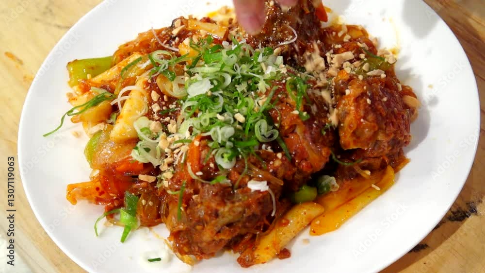 Spicy braised pork backbone sprinkled with peanuts Spicy braised pork backbone sprinkled with peanuts