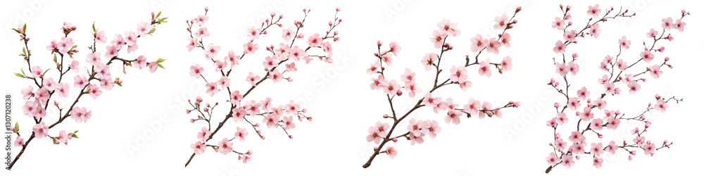 Beautiful Blooming Japanese Cherry Blossom Sakura Tree Branches with Delicate Pink Flowers in Springtime Floral Nature Scenery Beautiful Blooming Japanese Cherry Blossom Sakura Tree Branches with Delicate Pink Flowers in Springtime Floral Nature Scenery