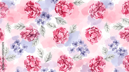 Elegant watercolor pattern featuring vibrant raspberries and delicate leaves on a clean white background.
