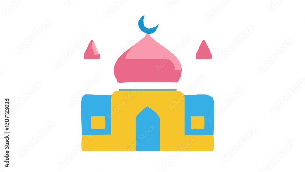 Modern mosque icon with abstract shapes and a clean, professional look-08
