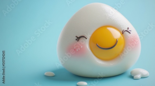 Wallpaper Mural Cute 3D cartoon fried egg with happy face and egg yolk. Torontodigital.ca