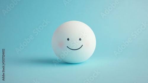 Wallpaper Mural White sphere with a simple smiley face, light blue background. Torontodigital.ca