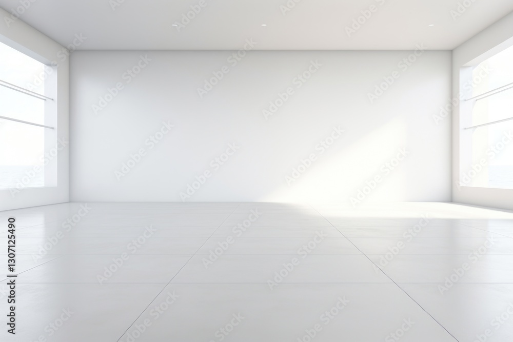 Obraz premium White modern room flooring architecture daylighting.