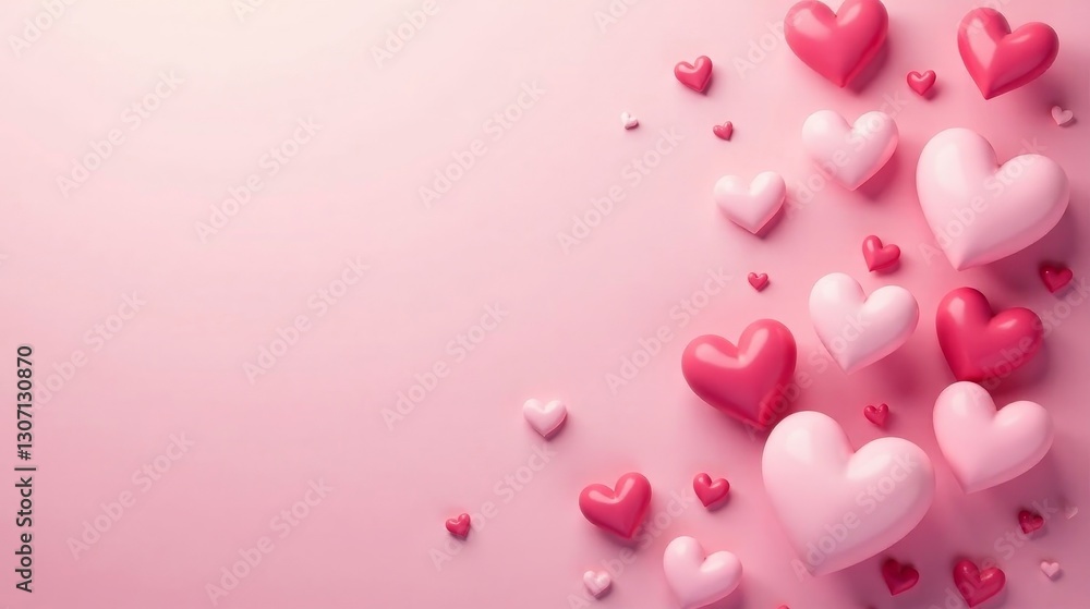 Pink and Red Hearts Scattered on a Soft Background, a Romantic Design for Love and Affection Pink and Red Hearts Scattered on a Soft Background, a Romantic Design for Love and Affection