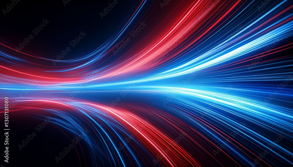Obraz premium Ein kraftvoller, energiegeladener Hintergrund mit dynamischen Lichtstreifen in Blau- und Rottönen.
