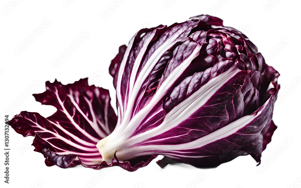 Obraz premium A whole radicchio with its purple and white leaves, isolated on a empty plain background
