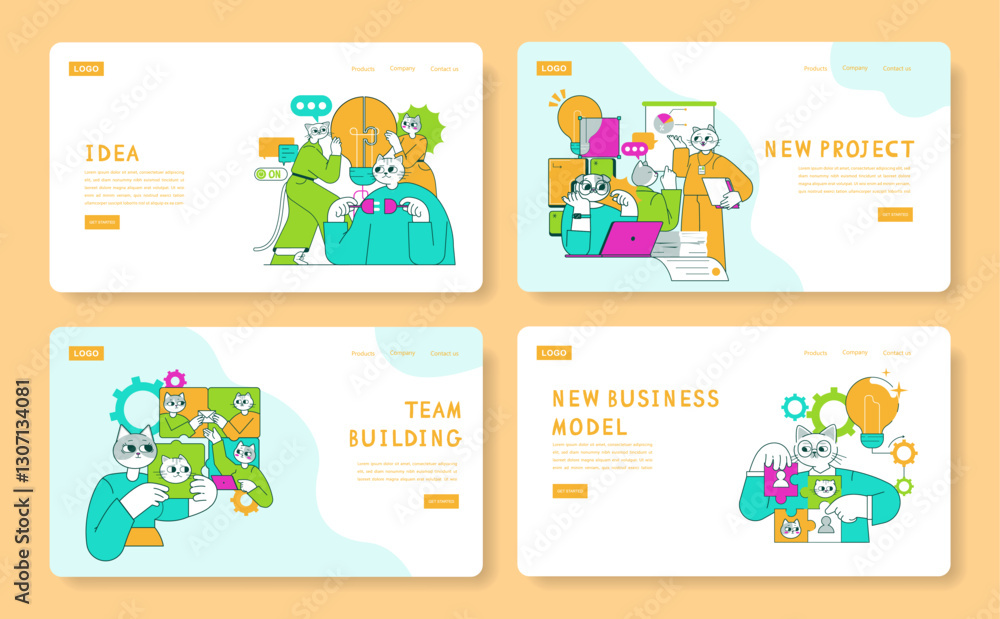 Fototapeta premium Business Cat. Flat Vector Illustration