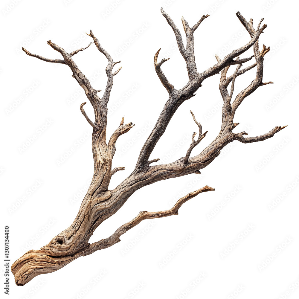 A bare tree branch with no leaves, isolated on a plain background. A bare tree branch with no leaves, isolated on a plain background.