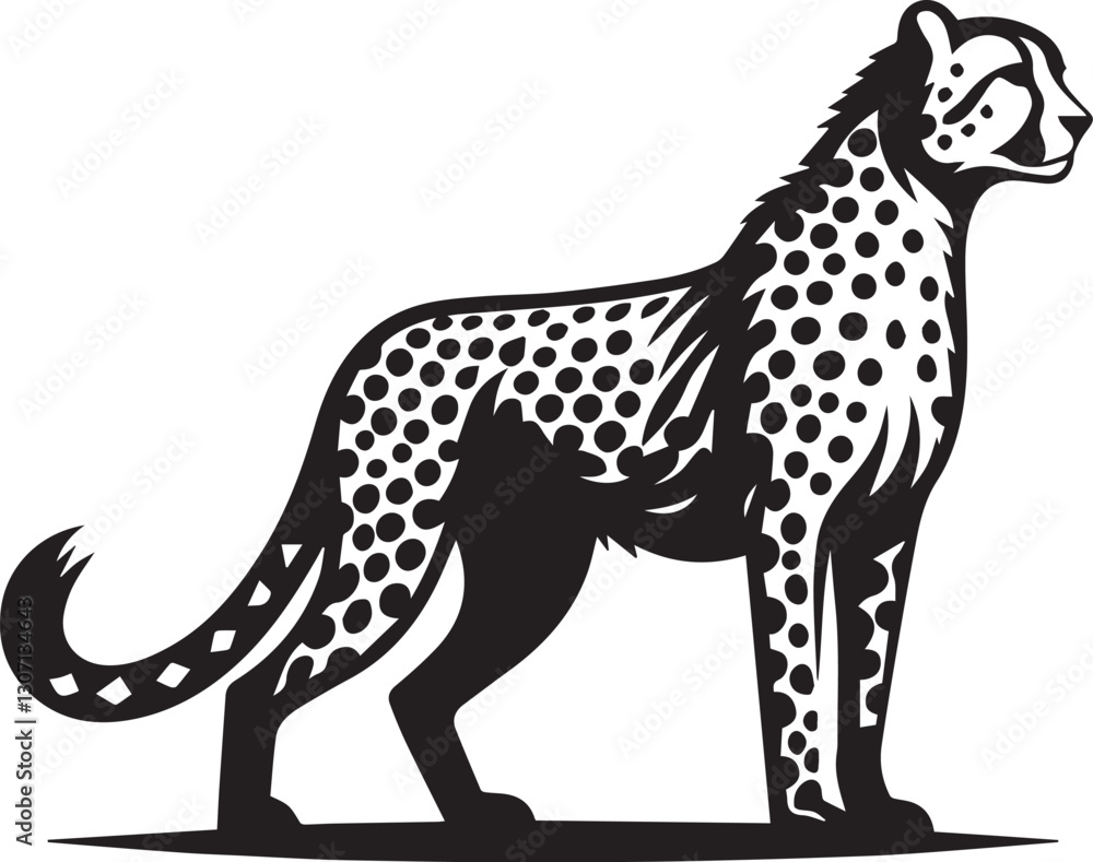 Fototapeta premium vector illustration of a cheetah, cheetah silhouette vector, cheetah logo, cheetah silhouette vector black and white full body