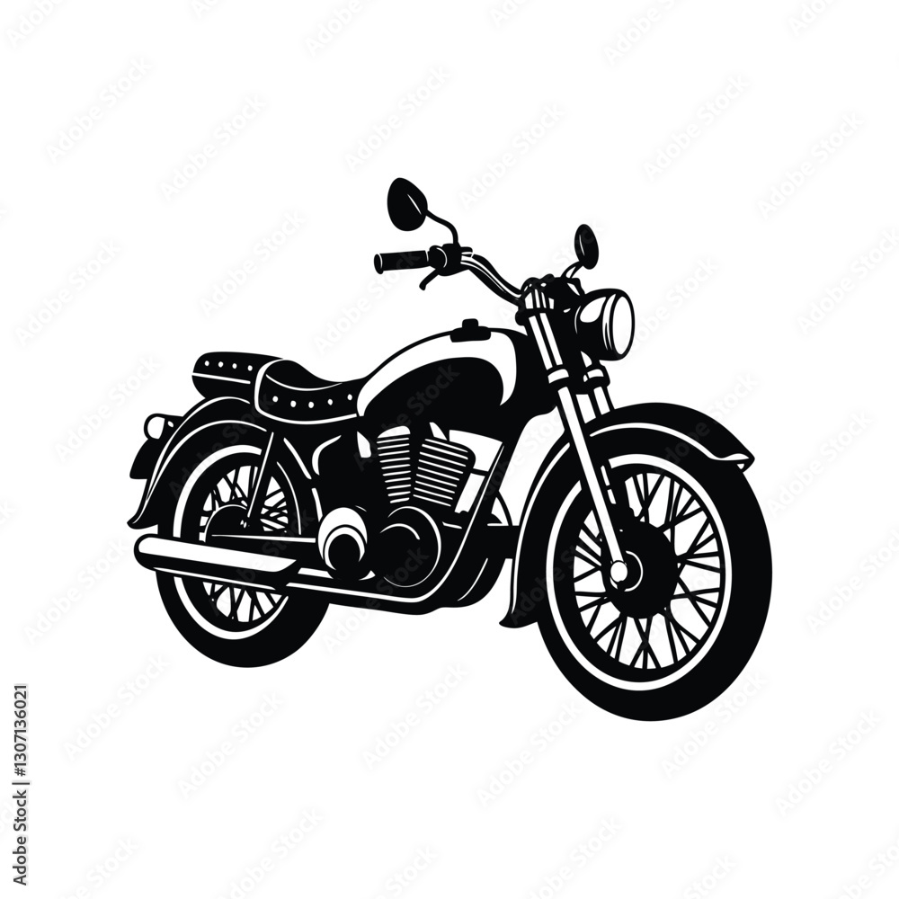 Fototapeta premium A vintage motorcycle silhouette isolated on white background