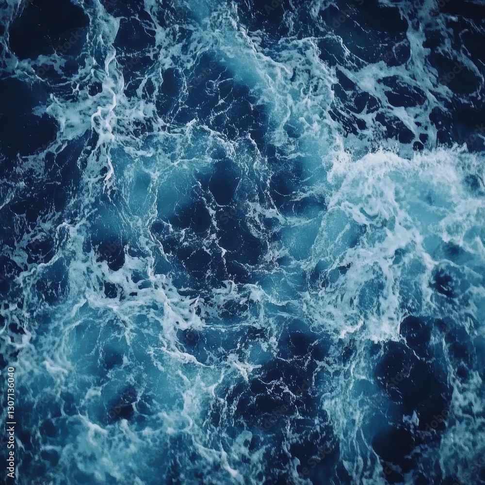 Azure Depths: A mesmerizing view of churning ocean water, its dynamic patterns of waves and foam captured in shades of blue and turquoise. Azure Depths: A mesmerizing view of churning ocean water, its dynamic patterns of waves and foam captured in shades of blue and turquoise.