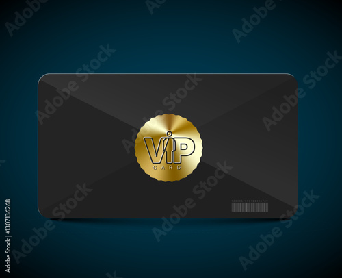 A sleek black VIP membership card featuring a gold seal in the center. This exclusive design symbolizes luxury, premium membership, and elite privileges for special customers.