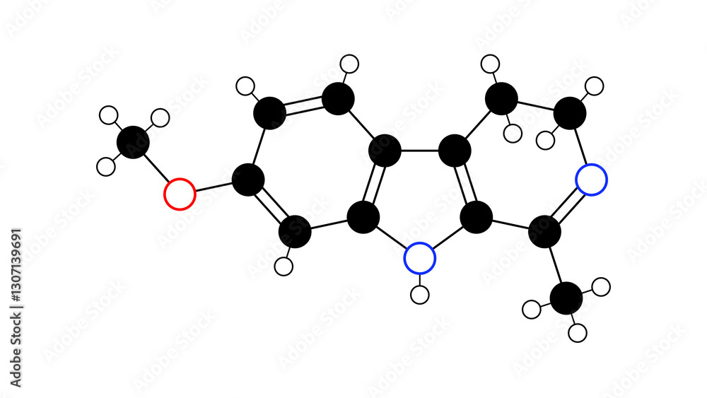 harmaline molecule, structural chemical formula, ball-and-stick model, isolated image beta-carboline alkaloid harmaline molecule, structural chemical formula, ball-and-stick model, isolated image beta-carboline alkaloid
