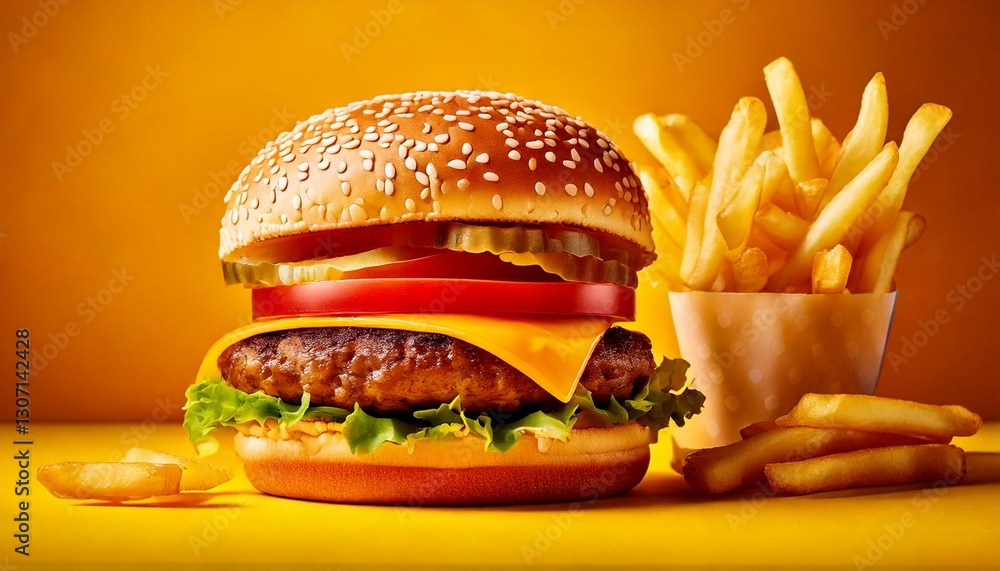 hamburger on color background