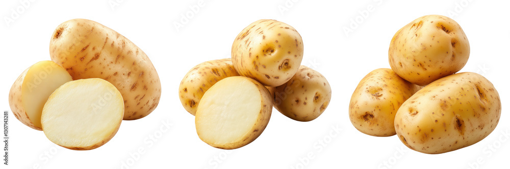 Whole and sliced potatoes isolated on transparency background Whole and sliced potatoes isolated on transparency background
