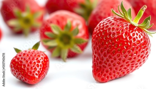 Single ripe strawberry, vibrant red, juicy, glossy, isolated, texture, vitamins