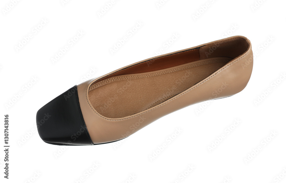 One ballet flat in air isolated on white One ballet flat in air isolated on white
