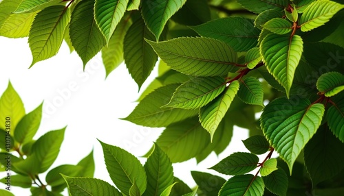 Wallpaper Mural Vibrant green leaves, intricate details, crisp white background, vibrant, ecology Torontodigital.ca