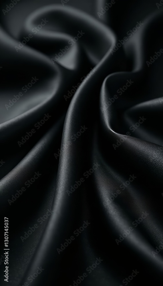 Fototapeta premium Deep black silk, luxurious folds, rich texture, rayon, dark, velvet