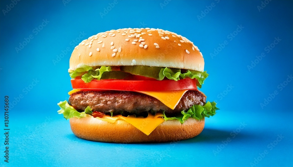 hamburger on color background