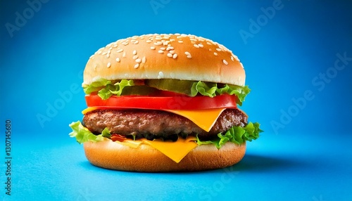 Obraz na płótnie hamburger on color background w salonie